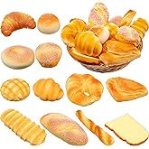 Chivao 12 Pieces Fake Food Realistic Artificial Slice Fake Decoration Macaroon Birthday Faux Simulation Croissant Model PU Photography Props(Bread)
