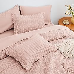 Love's cabin Seersucker Pink Twin Comforter Set 5