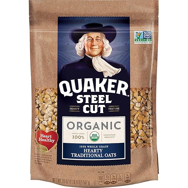 QUAKER STEEL CUT OATS, USDA ORGANIC, NON GMO PROJECT VERIFIED, 20OZ RESEALABLE BAGS (PACK OF 4)