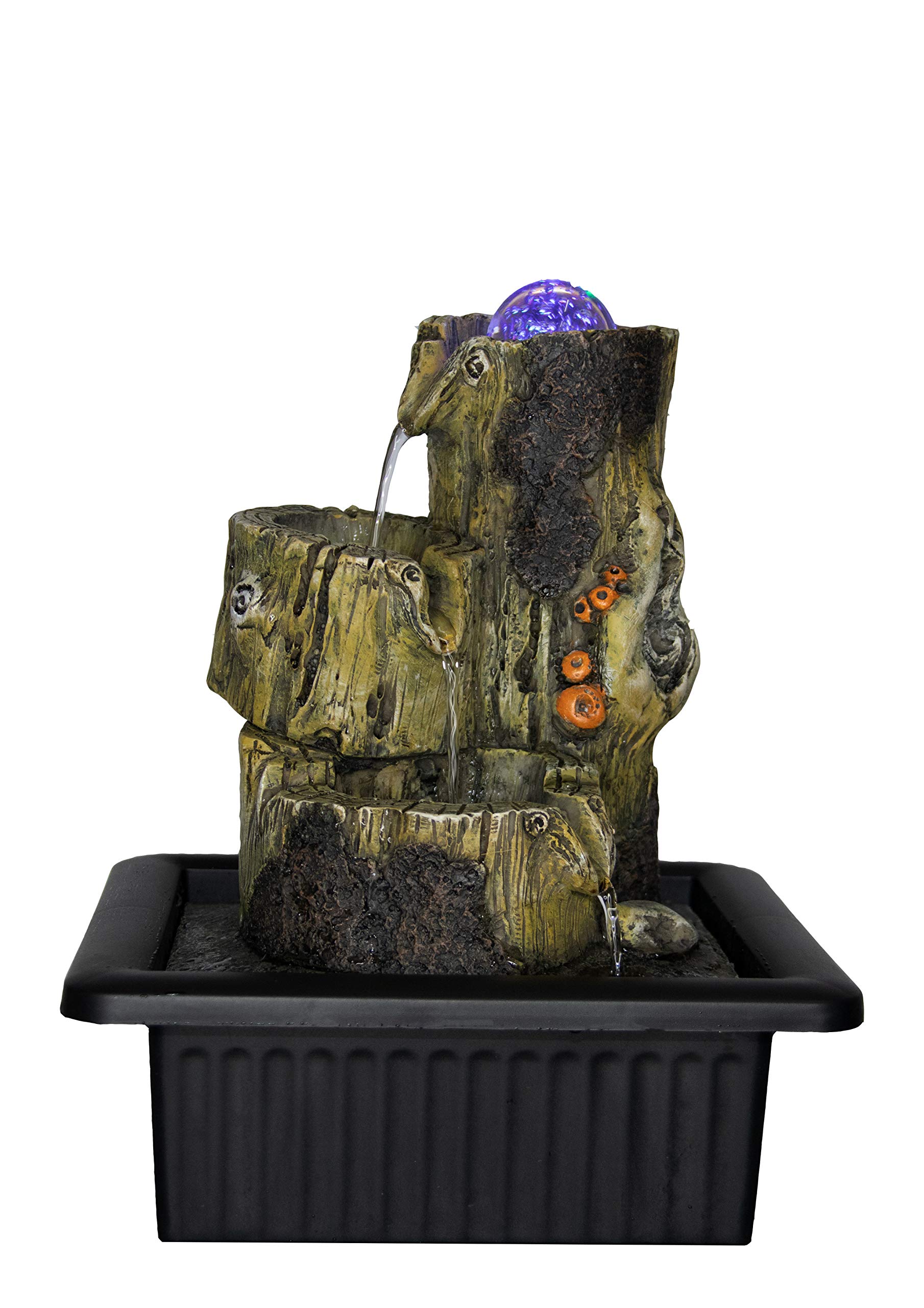 Creative Touch Fortitude Water Fountain with LED Colour changing Spinning Ball | Size 21 * 17.5 * 25 Cm | Dual USB & 3 Pin UK Plug Included |