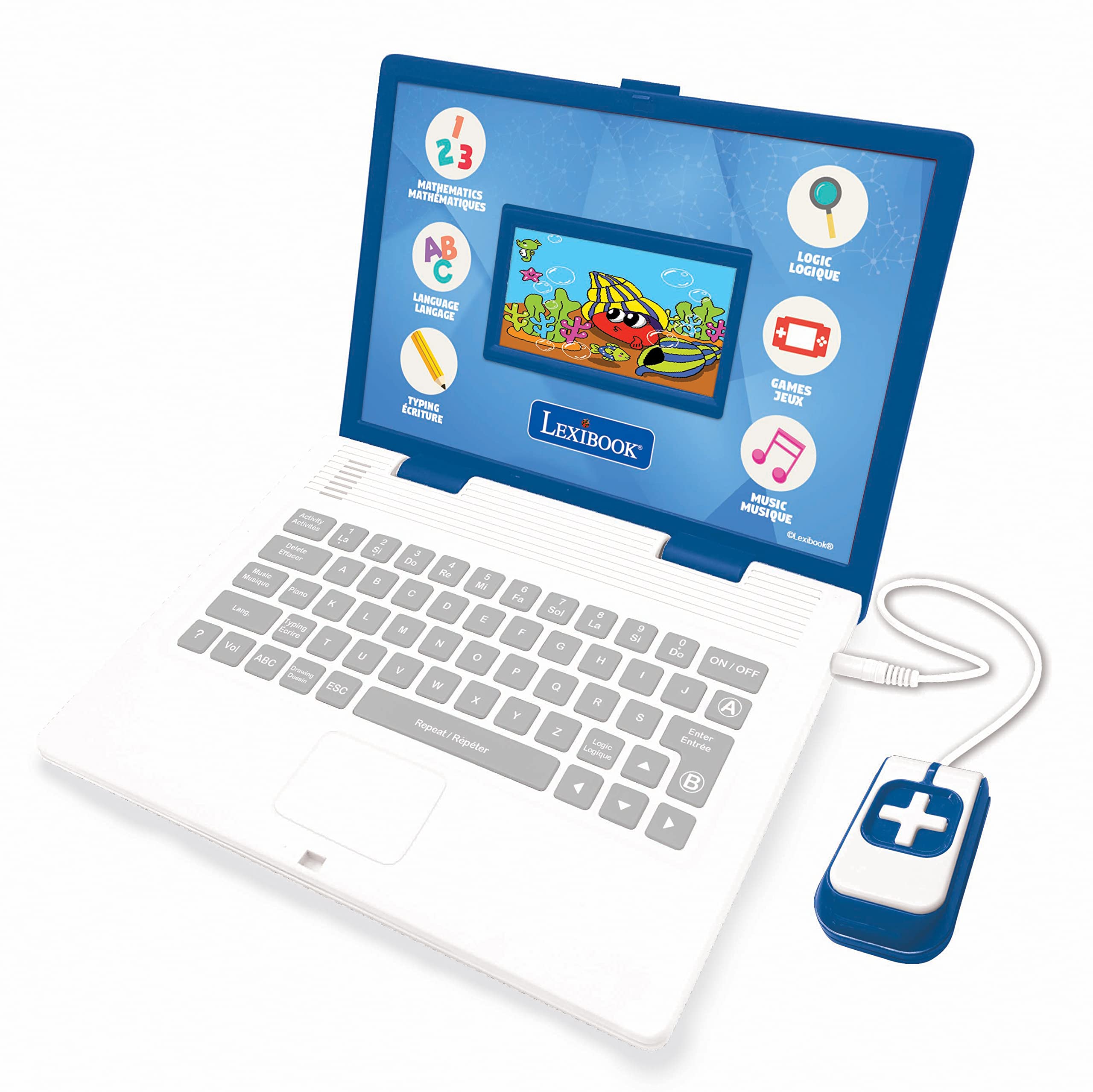 Photo 1 of LEXIBOOK JC798i1 Educational and Bilingual Laptop French/English with Colour screen-130 Activities to Learn Languages, Typing, Math, Logic, Music and Play Games-Blue