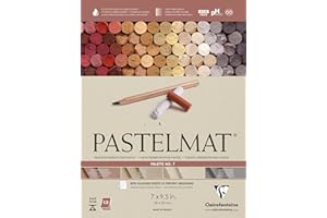 Clairefontaine Pastelmat Glued Pad - Palette No. 7 - (7 x 9 1/2 Inches) 18 x 24 cm - 360g - 12 Sheets - Sanguine Red, Sand, Beige, Dark Grey
