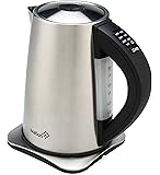 Ivation Precision-Temperature Electric Hot Water Tea Kettle Pot 1.7 Liter (7-Cup), 1500 Watt, Stainless Steel Cordless, 6 Preset Variable Heat Settings for Tea, Coffee or Baby Formula