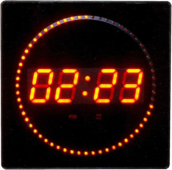 Large Round Wall Clock Red LED Clock Hours Minutes Amazon.co.uk Electronics