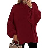PRETTYGARDEN Women's 2026 Fall Oversized Sweaters Chunky Knit Mock Neck Long Sleeve Casual Trendy Pullover Winter Clothes