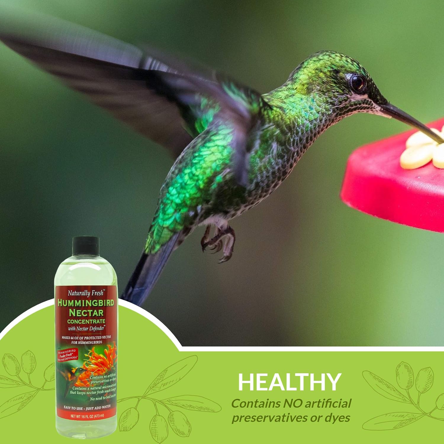 Naturally Fresh Hummingbird Nectar with Nectar Defender Lasts Longer in Hummingbird Feeders | Clear Hummingbird Nectar Concentrate for Outdoor Hummingbird Feeders | Makes 64 ounces : Garden & Outdoor