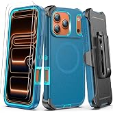for iPhone 18 Pro Max &amp; iPhone 17 Pro Max Case with Belt Clip Holster | Compatible with Magsafe, 2X Screen Protector, 3-Layer Protection, Military Grade Shockproof, Heavy Duty Cover