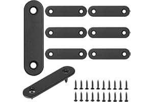 Masendelk 8Pcs Flat Bracket, Stainless Steel Straight Brace, Metal Straight Corner Brace, Black Straight Bracket, Flat Fixing Mending Joining Plate with Screws - 60 x 16 x 2mm