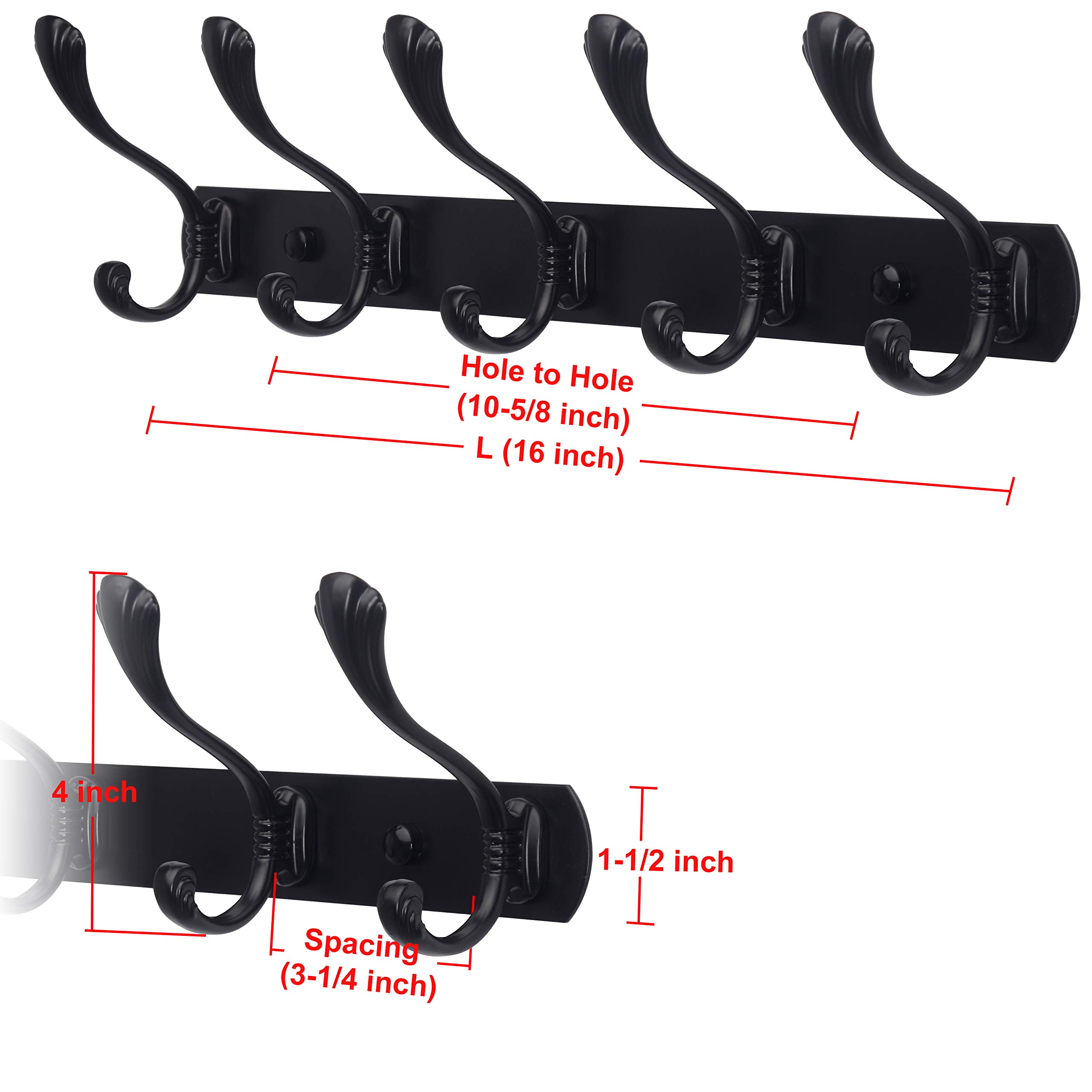 Dseap Coat Rack Wall Mounted Heavy Duty Metal Wall Coat Racks with 5