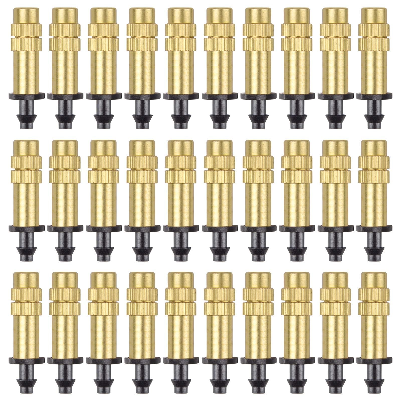 Photo 1 of 30PCS 1/4" Adjustable Copper Atomizing Nozzle Kalolary Drip Irrigation Sprayer 4/7mm Atomizing Micro Sprinkler Garden Cooling Irrigation Equipment for Lawn Vegetables Greenhouse