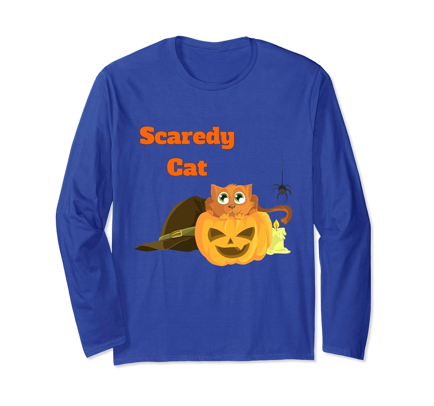 humorousbone Funny Scaredy Cat Halloween Long sleeve T-shirt- TPT