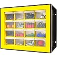 IRIS USA Small Drawer Organizer Storage, 16-Drawer Craft Cabinet for Screws Hardware Art Supplies Small Parts Nuts Bolts Nails Tool Container, Drink Packet and Water Flavor Packet Organizer, Yellow