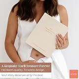 Peachly Pregnancy Journal Linen Milestones Book with Keepsake Folder view 2
