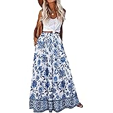 Zeagoo Womens Casual Maxi Skirts for Women 2026 High Waist Boho Skirts Floral Printed Long Flowy Skirt with Pockets