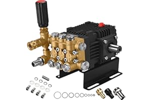 ANJIESENG Pressure Washer Pump – 4000 PSI, 4.0 GPM, 24mm Solid Shaft. Horizontal triplex plunger pump, commercial grade. Fits Generac 6923/6925, Simpson MegaShot, Karcher G Series.