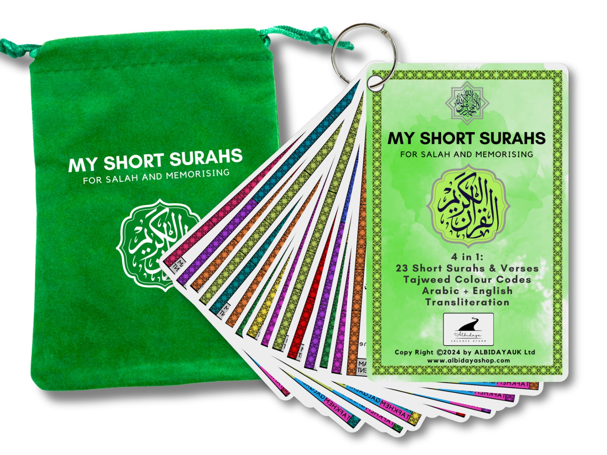 My 23 short Surahs cards, Quran with Tajweed, Quran with English translation and transliteration. Islamic gifts