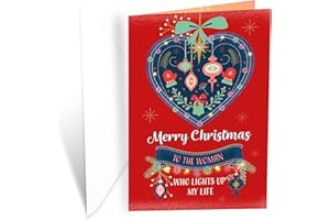 Prime Greetings Romantic Wife Christmas Card, Made in America, Eco-Friendly, Thick Card Stock with Premium Envelope 5in x 7.75in, Packaged in Protective Mailer