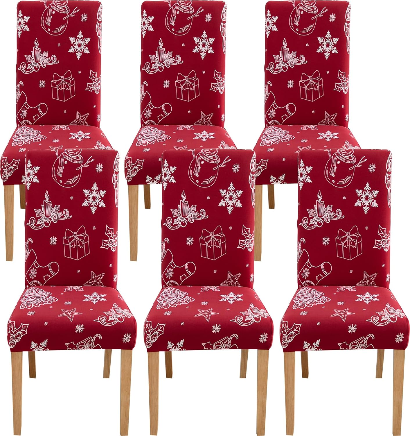 Slipcovers - Comfy Gate 4, 6, 8 Pcs Snowflakes Dining Chair Covers, Christmas Chair Covers for Dining Room, Extra Soft Chair Cover for Parson Chair, Printed Dining Room Chair Slipcovers Set of 4, 6, 8