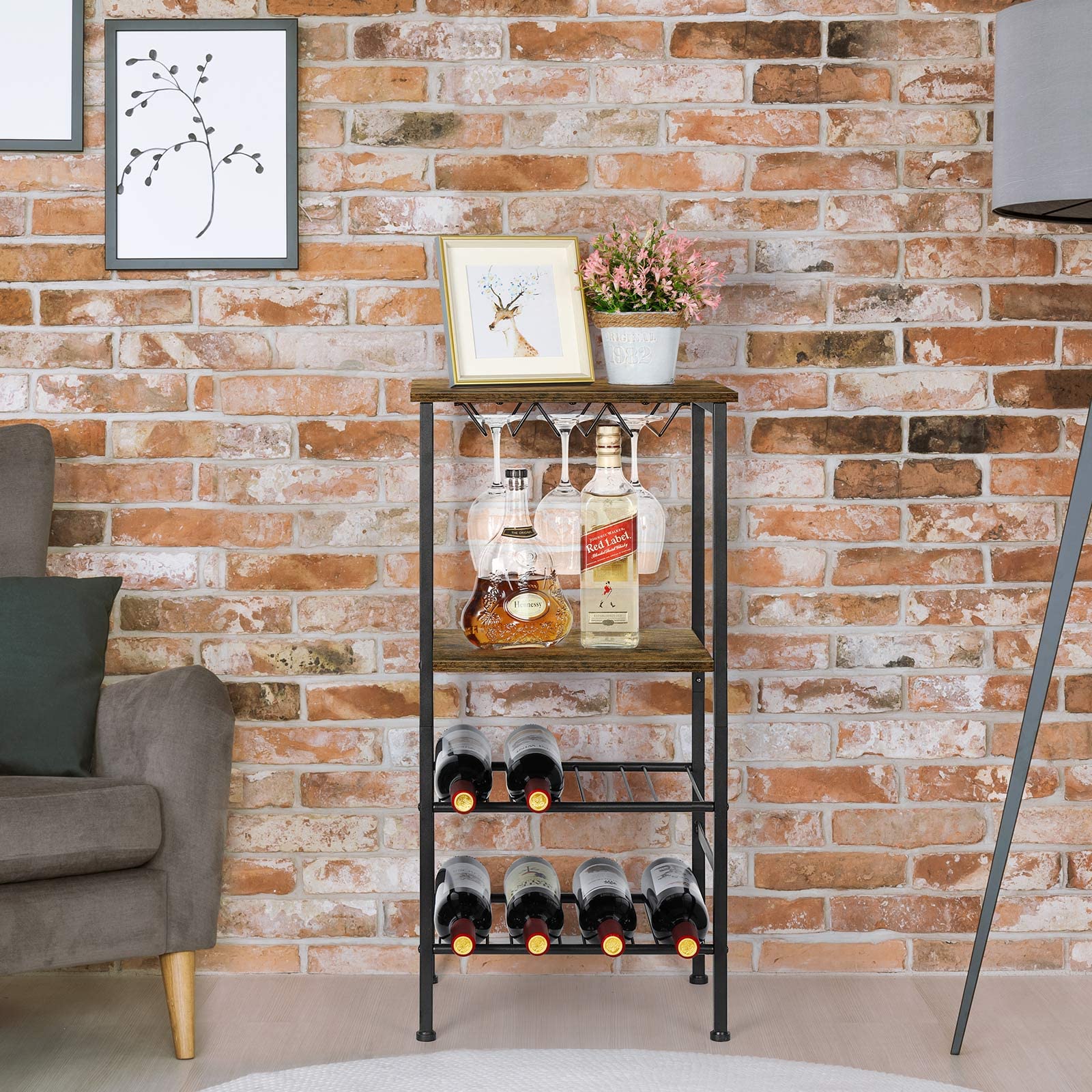 Wine Storage 5Tier Wine Rack Freestanding Floor, Liquor Bar Stand With