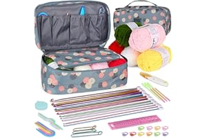 Coopay Tunisian Crochet Hooks Set, Long Crochet Kit 46 PCS Tunisian Crochet Set 2mm(B)-8mm(L) Afghan Crochet Hooks with Yarn & Accessories, Afghan Set Metal Tunisian Crochet Kit for Beginners Adults