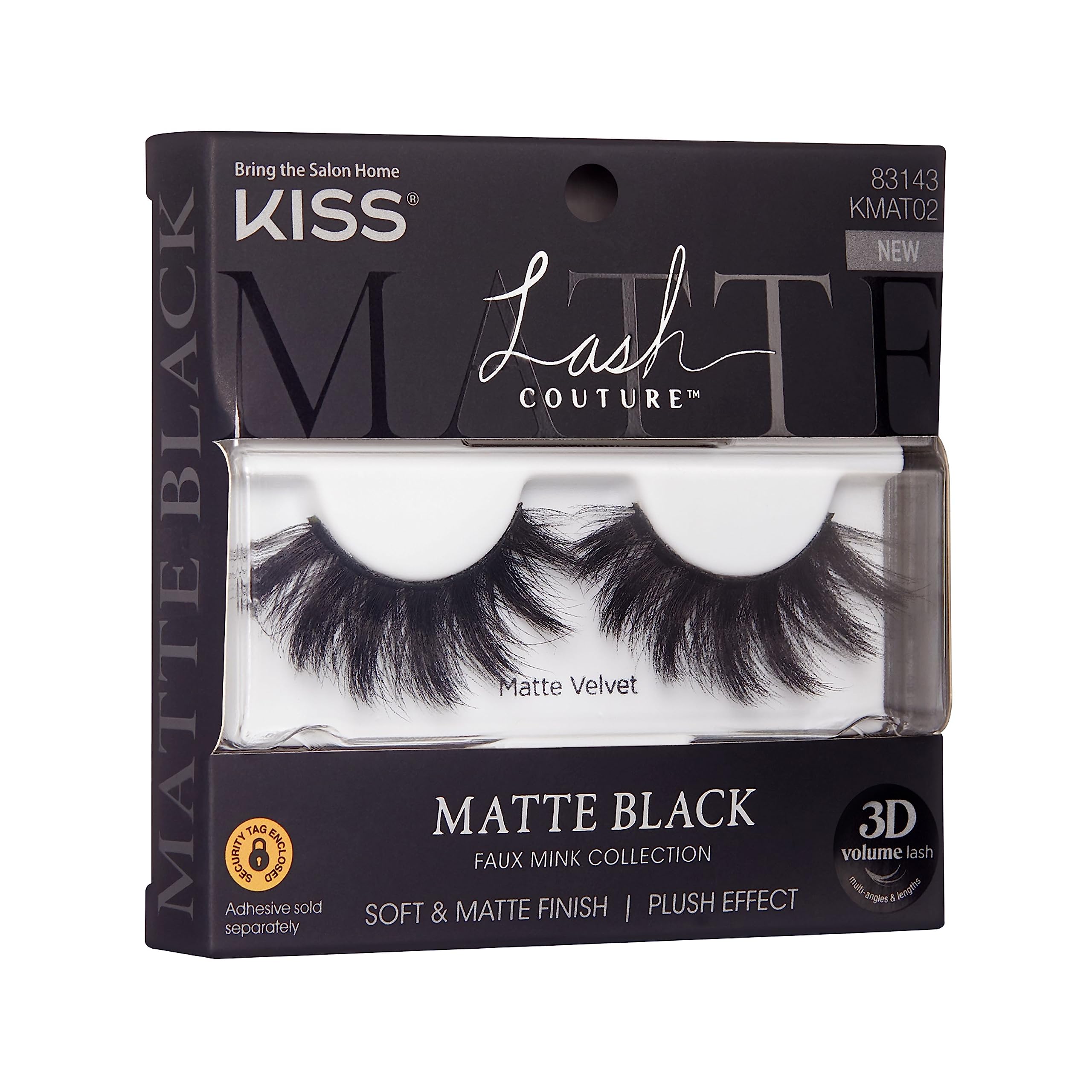 KISS Matte Black, False Eyelashes, 'Matte Velvet', 16mm, Includes 1 Pair Of Lash, Easy to Apply, Reusable Lash Clusters