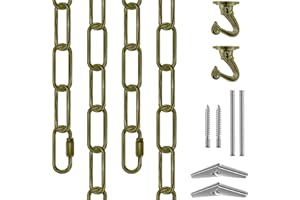 Omytie 12 Ft Heavy Duty Hanging Chain Kit with Connection Locks & Swag Ceiling Hooks for Lighting Fixture, Chandelier, Pendant, Lantern, Swag Lamp, Plant/Flower/Fruit Basket, Bird Feeder (Bronze)