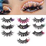 outopen 10 Pairs Lashes with Color on End, Colored