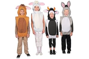 Fun Express Deluxe Nativity Animal Costumes Kit for 8 - Complete Church Play & Christmas Pageant Set with Camel, Cow, Donkey & Lamb | Premium Polyester Biblical Costumes for Kids & Adults