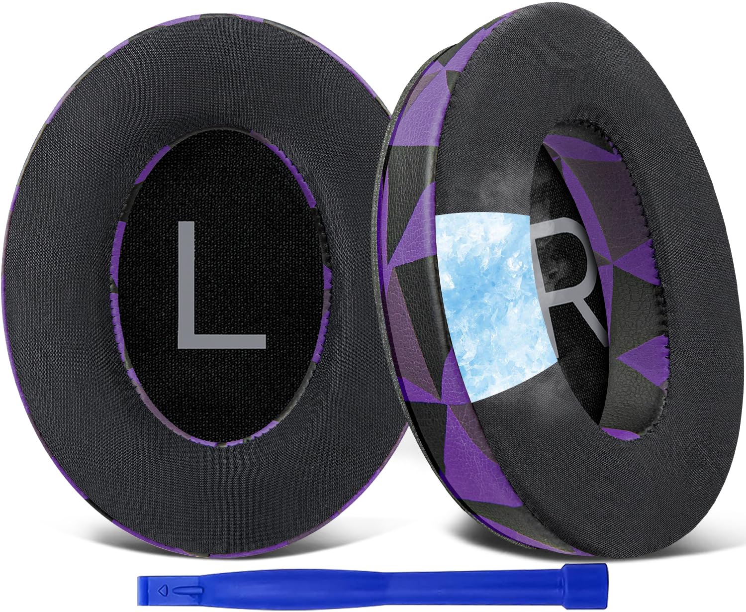 SOULWIT Cooling Gel Ear Pads Cushions Replacement for Bose QuietComfort 45 (QC45)/QuietComfort SE (QC SE)/New Quiet Comfort Wireless Over-Ear Headphones, Earpads with Ice Silk Fabric - Purple Black