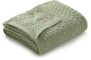 mimixiong 100% Pure Cotton Baby Blanket Extra Soft Cellular Neutral Swaddle Receiving Crib Blanket for Newborn Baby Boy Girl Size 30 x 40 inches (Light Green)