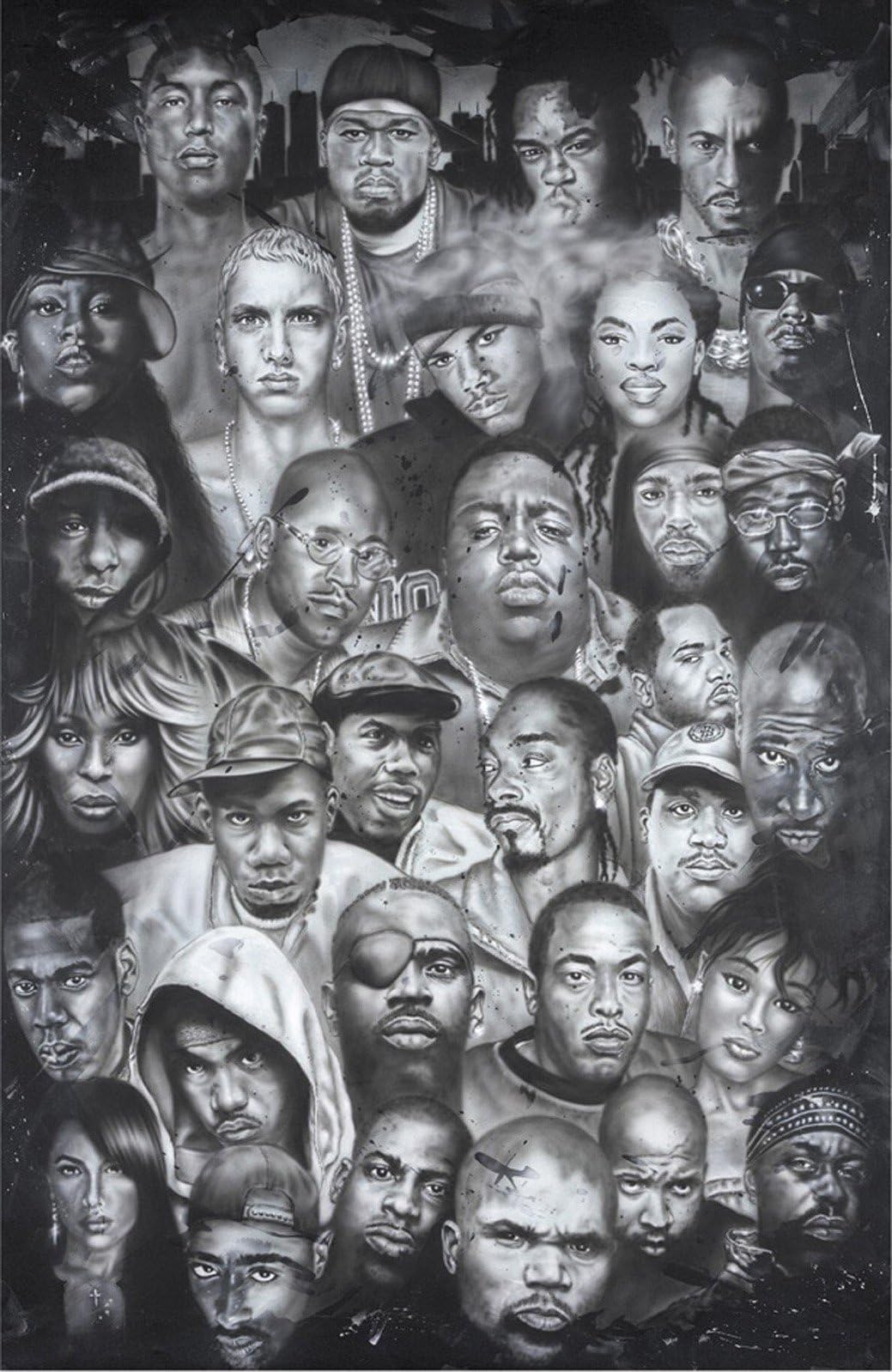 Rap Gods (Rapper Collage) fabric poster 36"x24" / 20"x13"