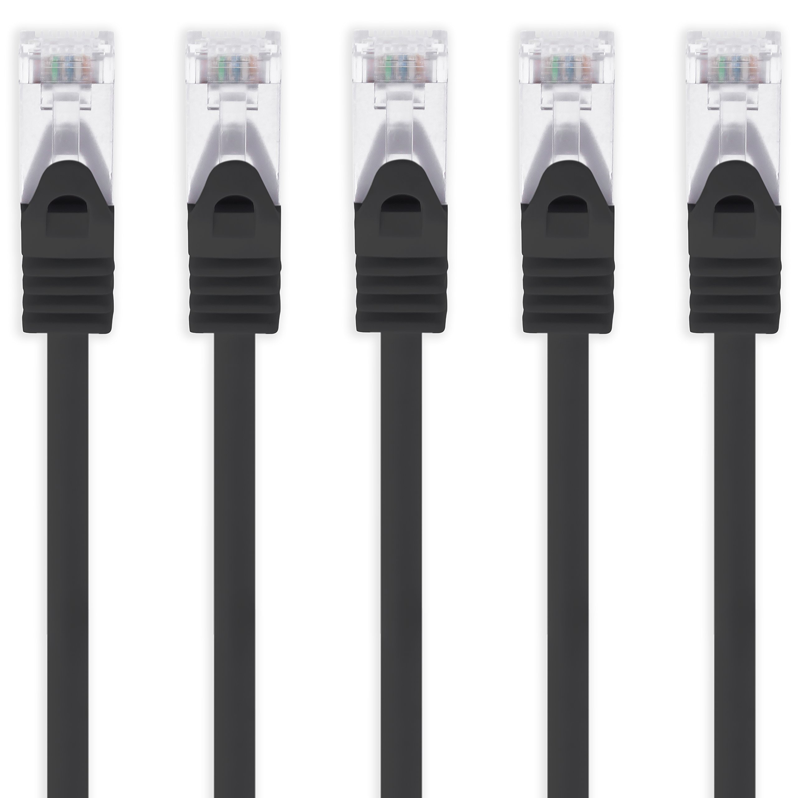 1aTTack.de 0.25m - black - 5 pieces CAT.7 network cable Sftp (raw cable) patch cable (SET) 10000Mbit/s - 500 MHz assembled with 2 RJ45 plugs Cat6a