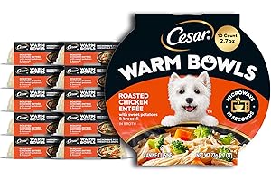 Cesar Warm Bowls Wet Dog Food Roasted Chicken Entree with Sweet Potatoes & Broccoli in Broth, 2.7 oz. Bowls, 10 Count (Pack of 1)