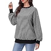 Simlakey Womens Oversized Striped Sweatshirt Crewneck Long Sleeve Pullover Top Casual Workout Shirt Y2k Fall Winter Clothes