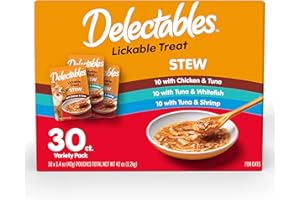 Hartz Delectables Stew Lickable Wet Cat Treats for Adult & Senior Cats, Variety Pack, 30 Count