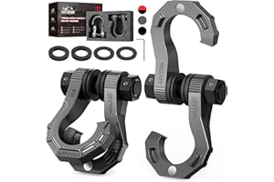 DAYDOOR 3/4" D Ring Shackles, Heavy Duty D Ring Shackles with 7/8 Pin, 45,000 lbs Break Strength Easy Open Towing Shackle for Off-Road Recovery, Winch, Trucks, Jeep, SUV & ATV (2 Pack)(Gray)
