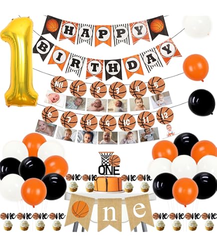 JOYMEMO Basketball 2nd Birthday YPF5 Party Decorations For Boys, Born 2 Ball Balloons Years Old It S Game Time Decor Sport Theme Party Supplies