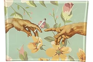 Glass Rolling Tray “Floral Hands” Shatter Resistant 5" x 6.5" Tobacco Smoke Accessories - Tray God