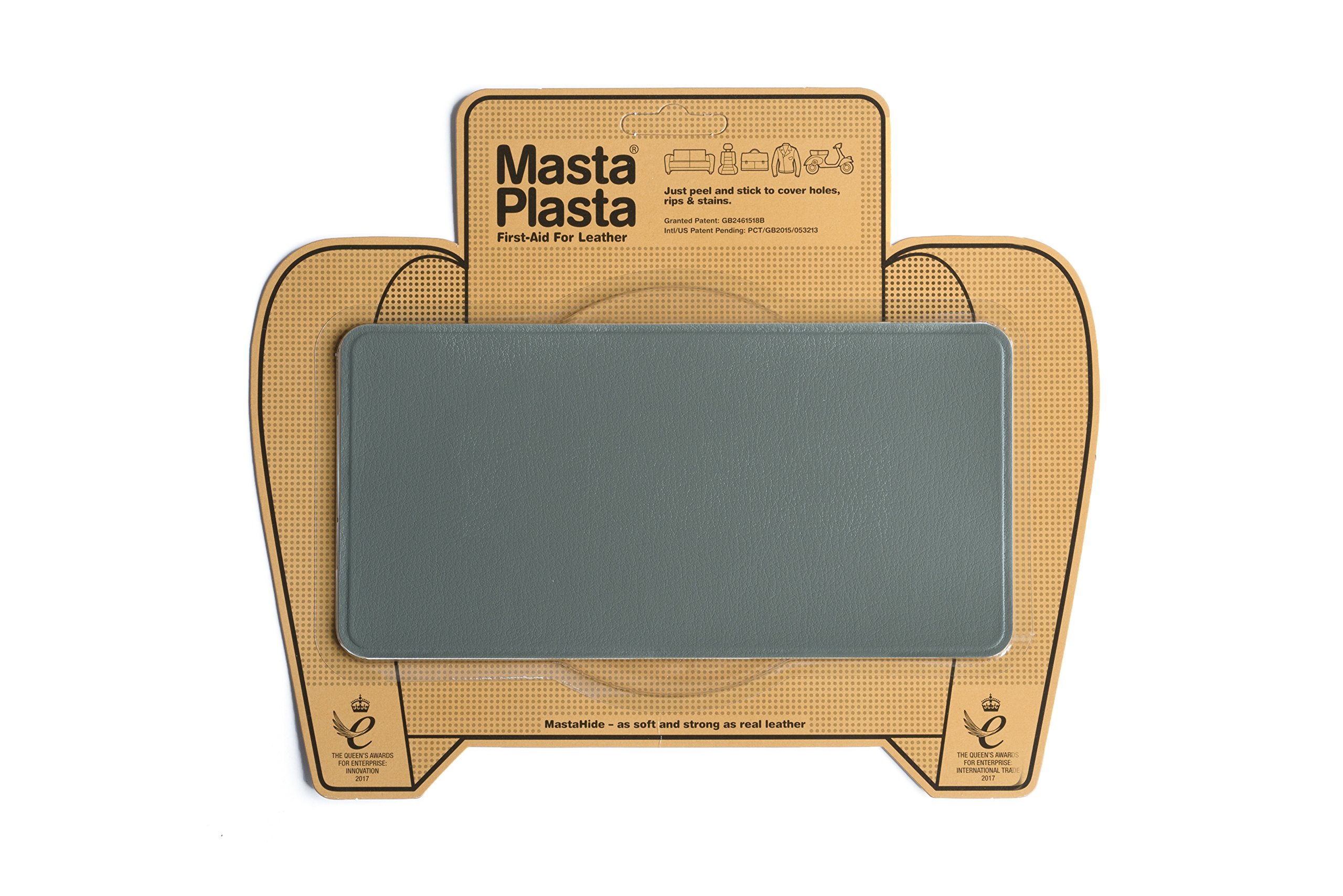 MastaPlasta Premium Easy All-in-One Leather Repair Kit. Leather Patches for Sofas Self Adhesive - Grey 20cm x 10cm (8in x 4in). Upholstery Leather Repair Patch for Car Seats, Chairs, DIY, Craft