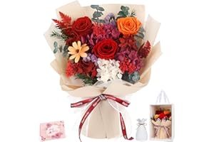TYL&TYS Flowers for Delivery Prime Preserved Flowers Bouquet That Last 3-5 Years Real Forever Rose Bouquet for Mom Mother Women Wife Girlfriend Anniversary Christmas Thanksgiving Birthday Gifts for Her(Red)