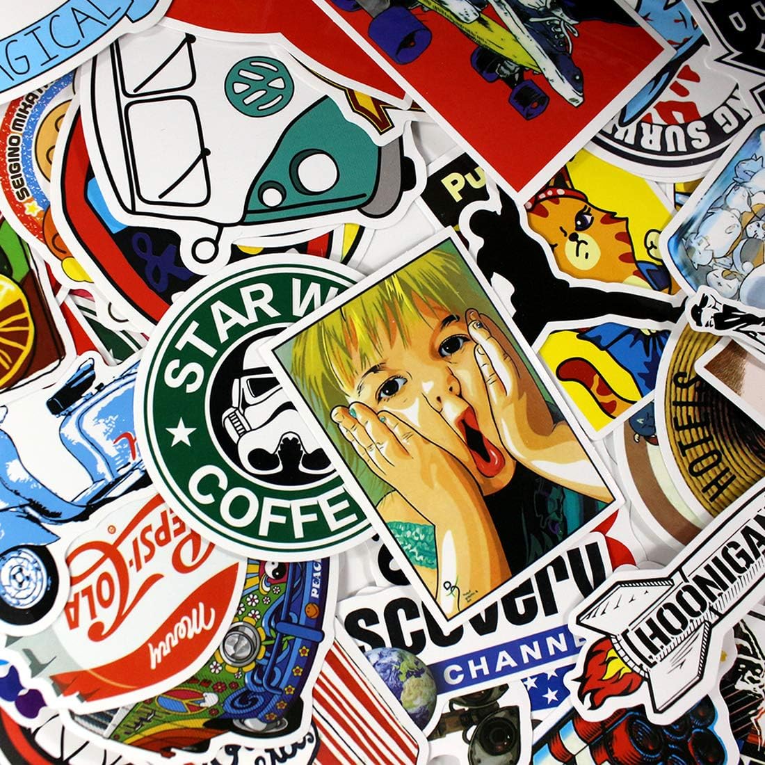 Voljee Cool PVC Stickers for Laptop,Bedroom,Car,Luggage,Bike,Bicycle,Skateboard,Snowboard,Bumper,PS4,Xbox ONE | 2020 New Various Sticker Decal Pattern 100PCS