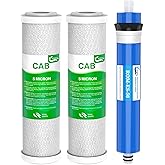 FX12P FX12M TFM-24 Water Filter Set Fit for GE GXRM10RBL GXRM10G RO System | 2x Carbon Block Filters, 1x 50 GPD RO Membrane Filter Replacement Combo Fit for GE Reverse Osmosis System