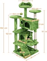 Yaheetech 138.5cm Cat Tree Tower with Condos & Ladder Green view 8