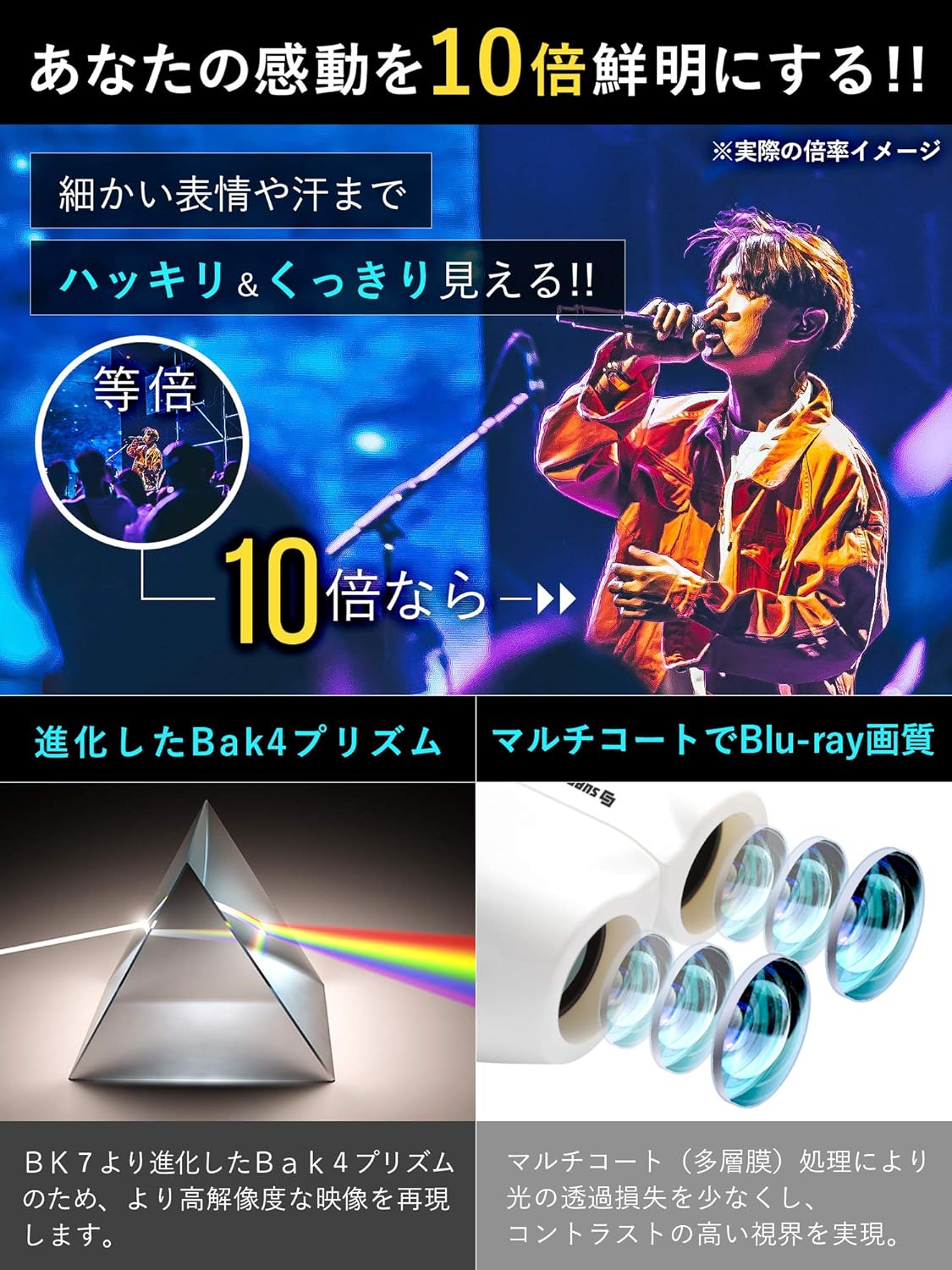 Amazon Supersunny 双眼鏡 コンサート 10倍 10x22 Bak4 アイカップでブレない 軽量 ホワイト 双眼鏡 通販