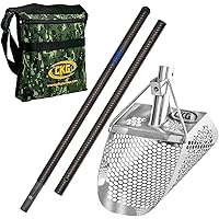 CKG Sand Scoop for Metal Detecting Stainless Steel Shovel for Beach Underwater Treasure Hunting (Large Scoop + Carbon Fiber H