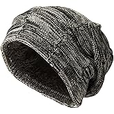 TOP-EX Oversized XXL Winter Mens Slouchy Beanie Long Skull Knitted Stocking Hat Cap Warm Lined Big Head