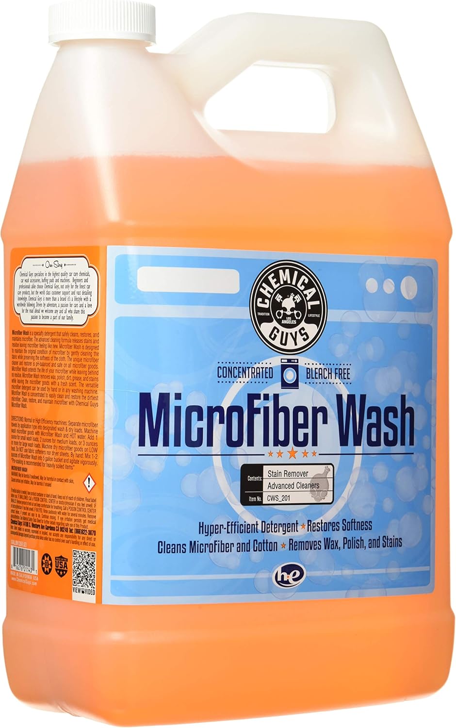 Chemical Guys CWS_201_16 Microfiber Wash Cleaning Detergent Concentrate (16 oz),orange: Automotive