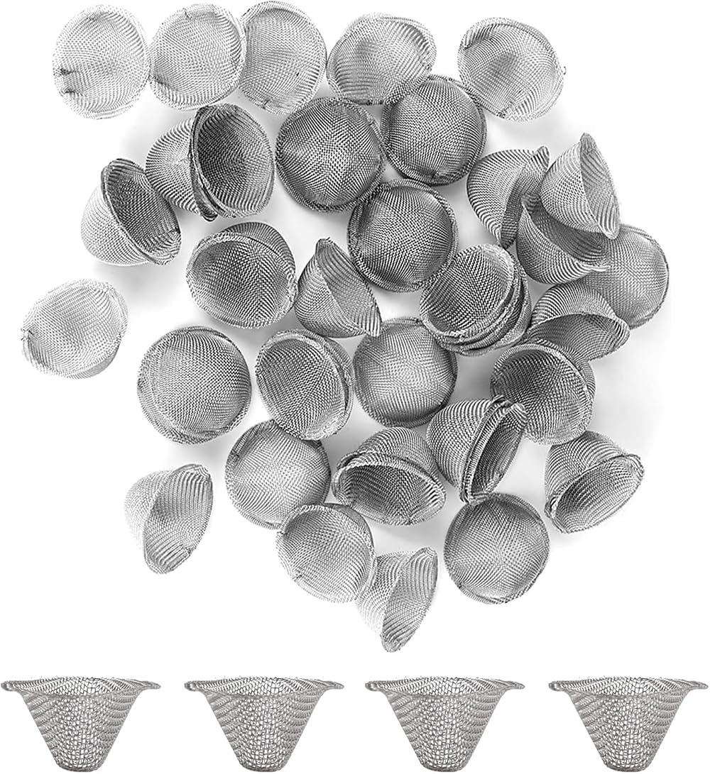 Jeufun 40pcs Stainless Steel Pipe Screens Filter Adjustable Size Mesh Bowl