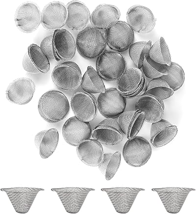 Jeufun 40pcs Stainless Steel Pipe Screens Filter Adjustable Size Mesh Bowl