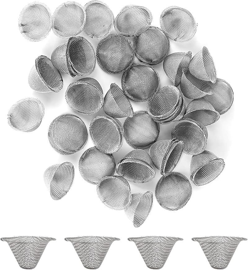 Jeufun 40pcs Stainless Steel Pipe Screens Filter Adjustable Size Mesh Bowl